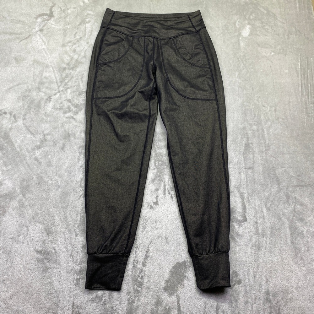 MPG Sport Black Metallic Sparkle Jogger Pants Womens Size S Fits 27"‎ Athleisure